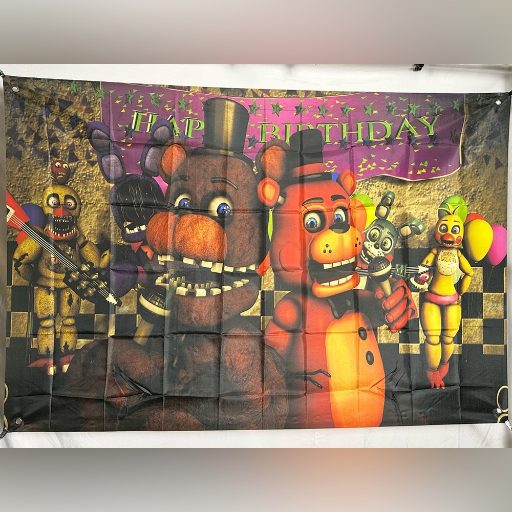 Five Nights At Freddy’s Happy Birthday Backdrop Banner 5x3Ft.